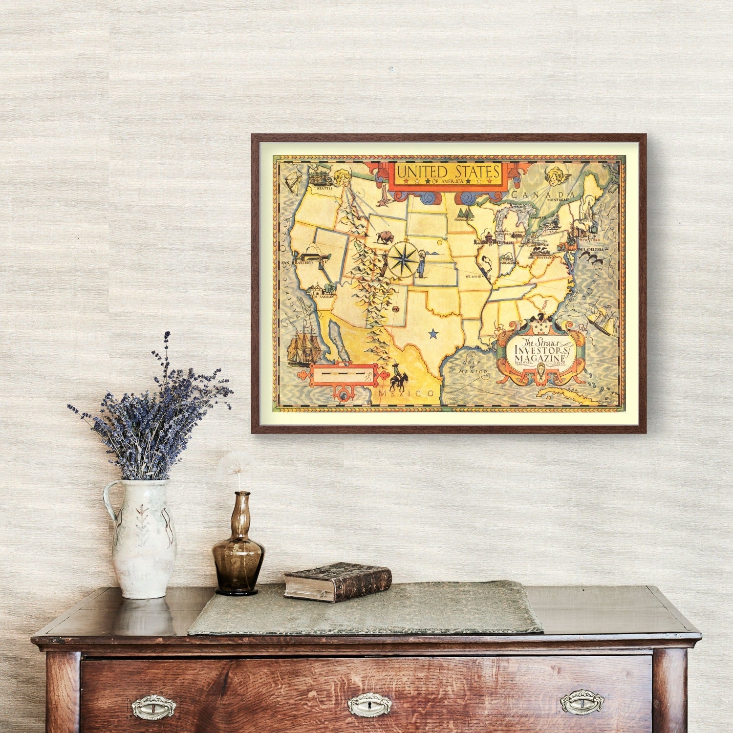 Vintage Map of United States 1926