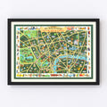 Vintage Map of London, England 1950