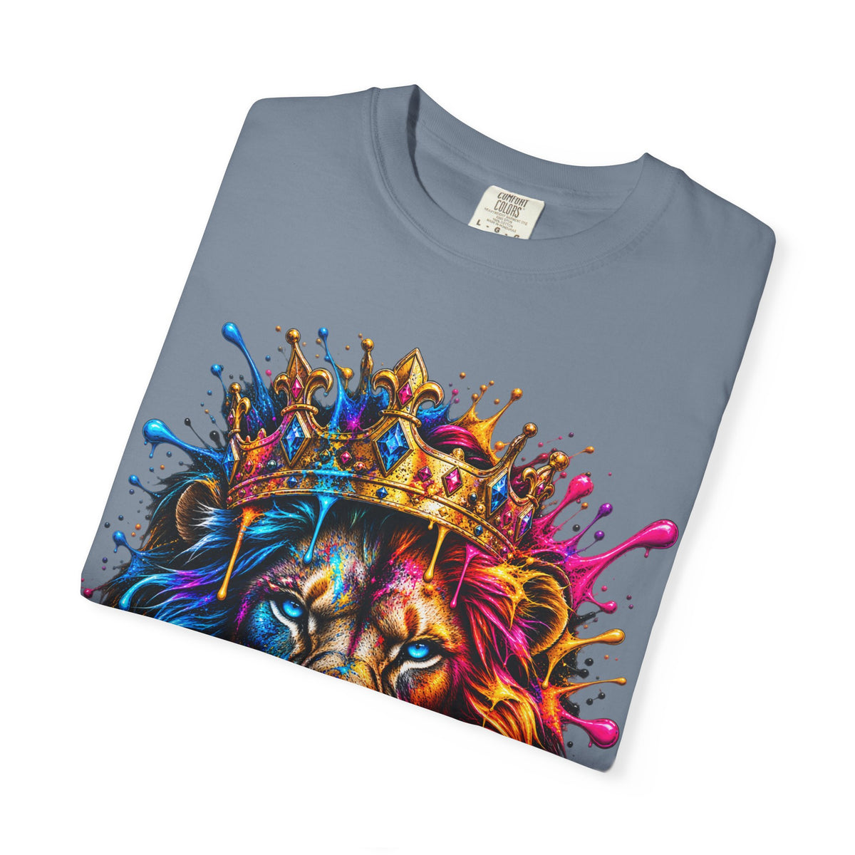 Color Splash Lion Tee — Regal Crown Graphic T-Shirt