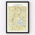 Vintage Map of Yellowstone National Park, 1882