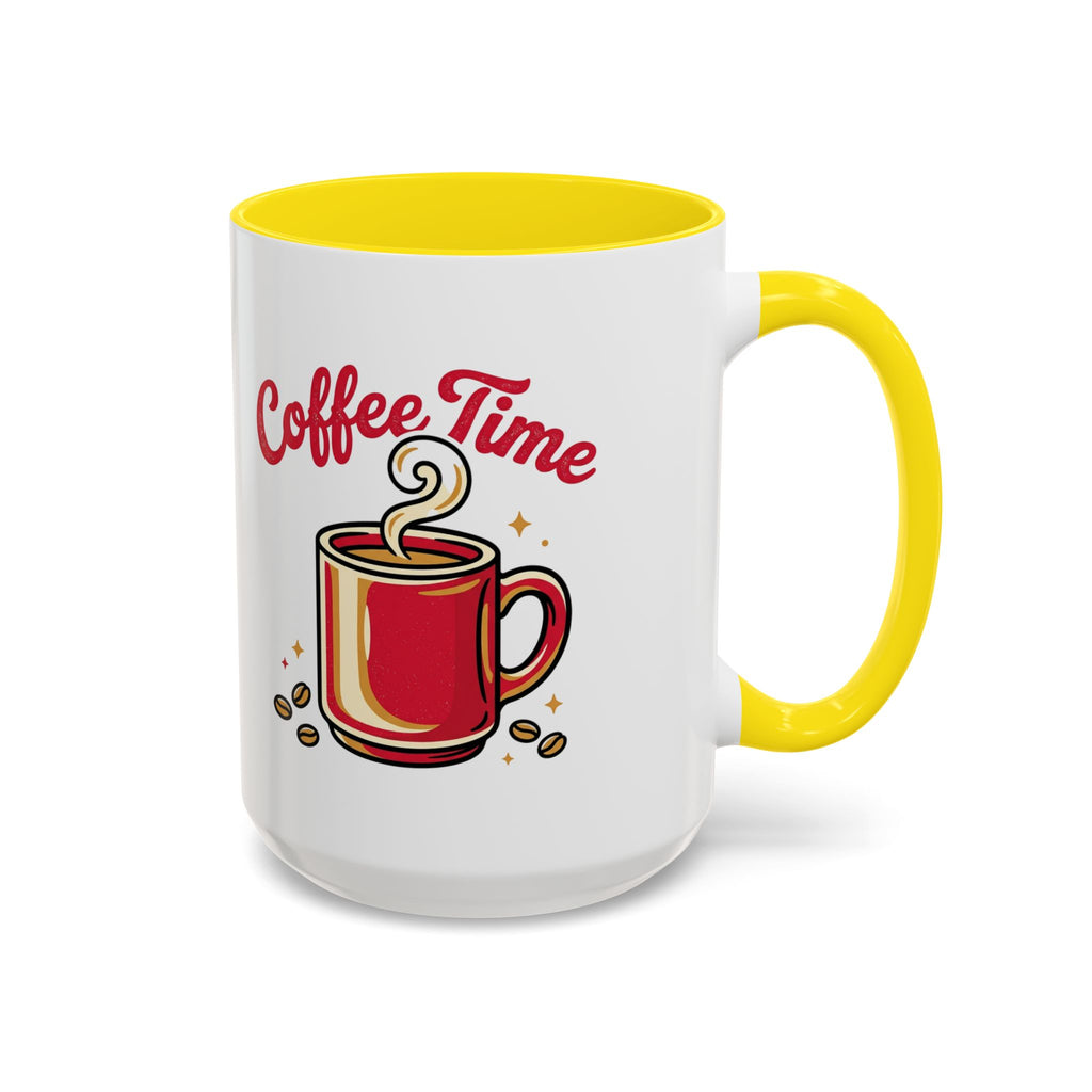 Coffee Mug - "Coffee Time" Red Accent Ceramic Mug (11/15oz)