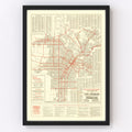 Vintage Map of Los Angeles, California 1914