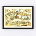 Vintage Map of Los Angeles, California 1888