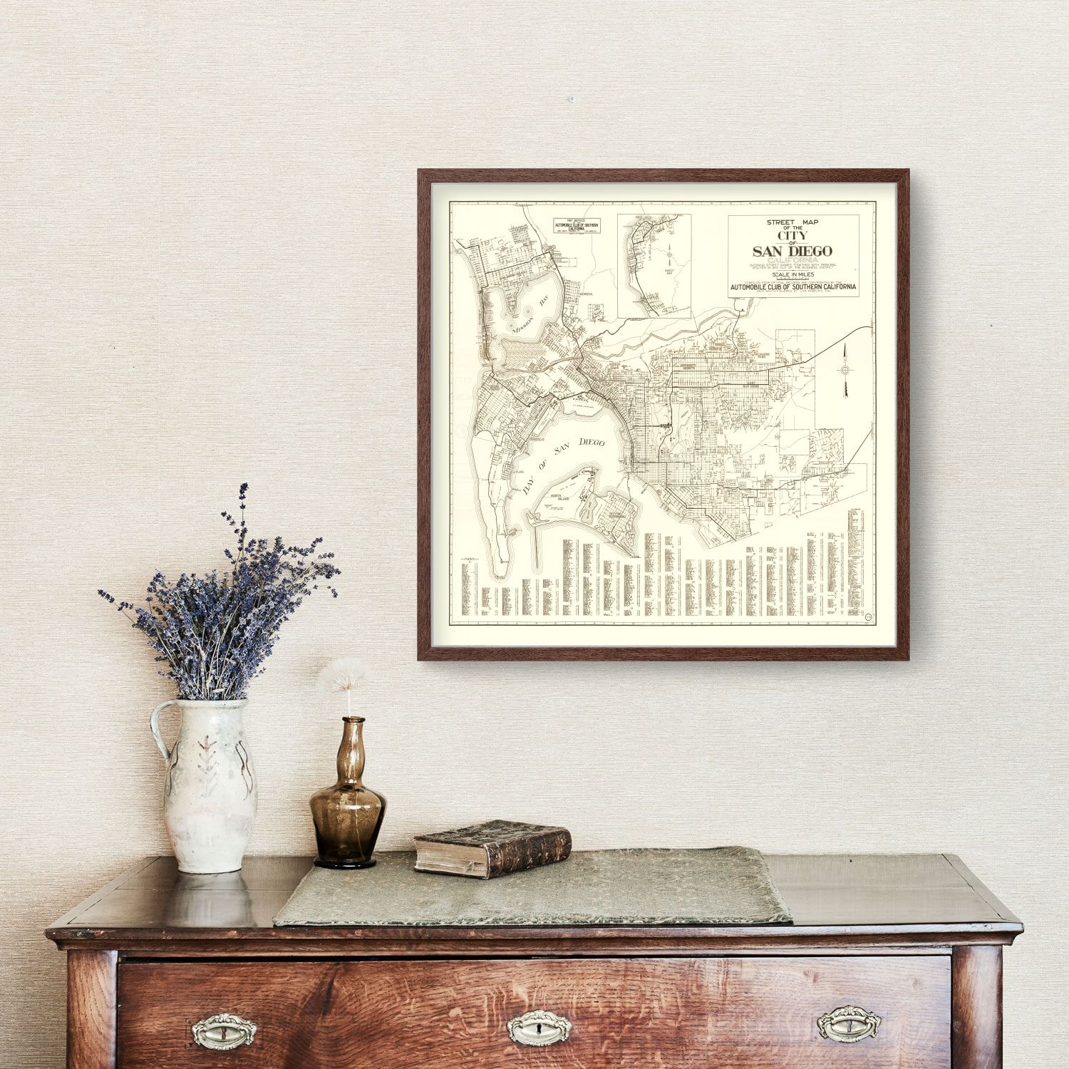 Vintage Map of San Diego, California 1925