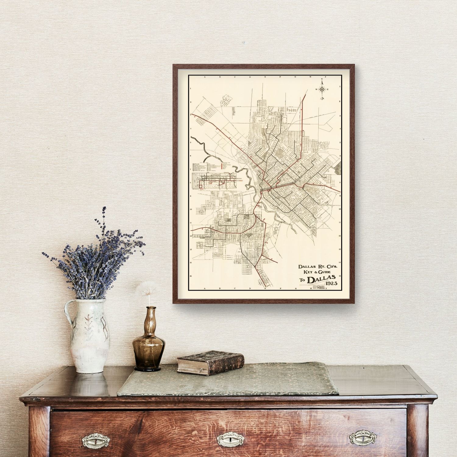 Vintage Map of Dallas, Texas 1925