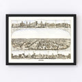 Vintage Map of Indianapolis, Indiana 1860