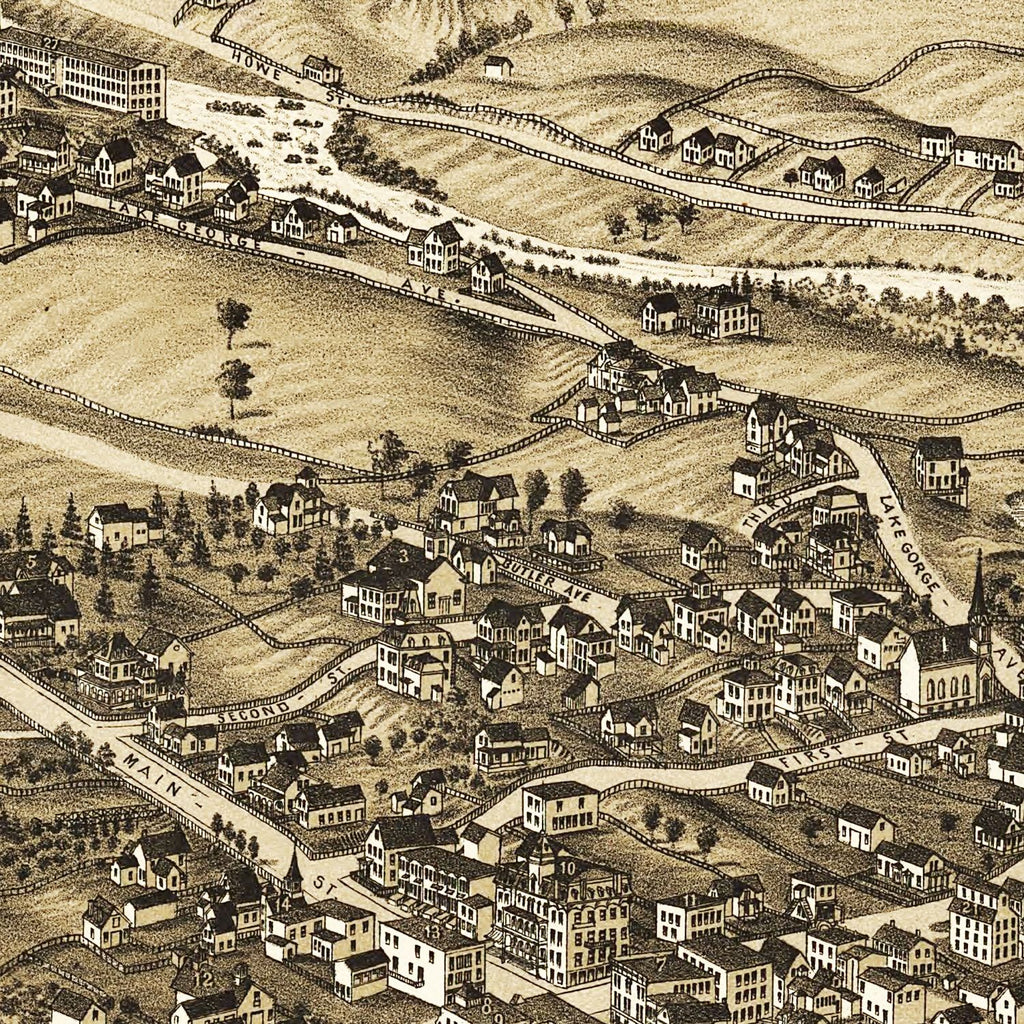 Vintage Map of Ticonderoga, New York 1884