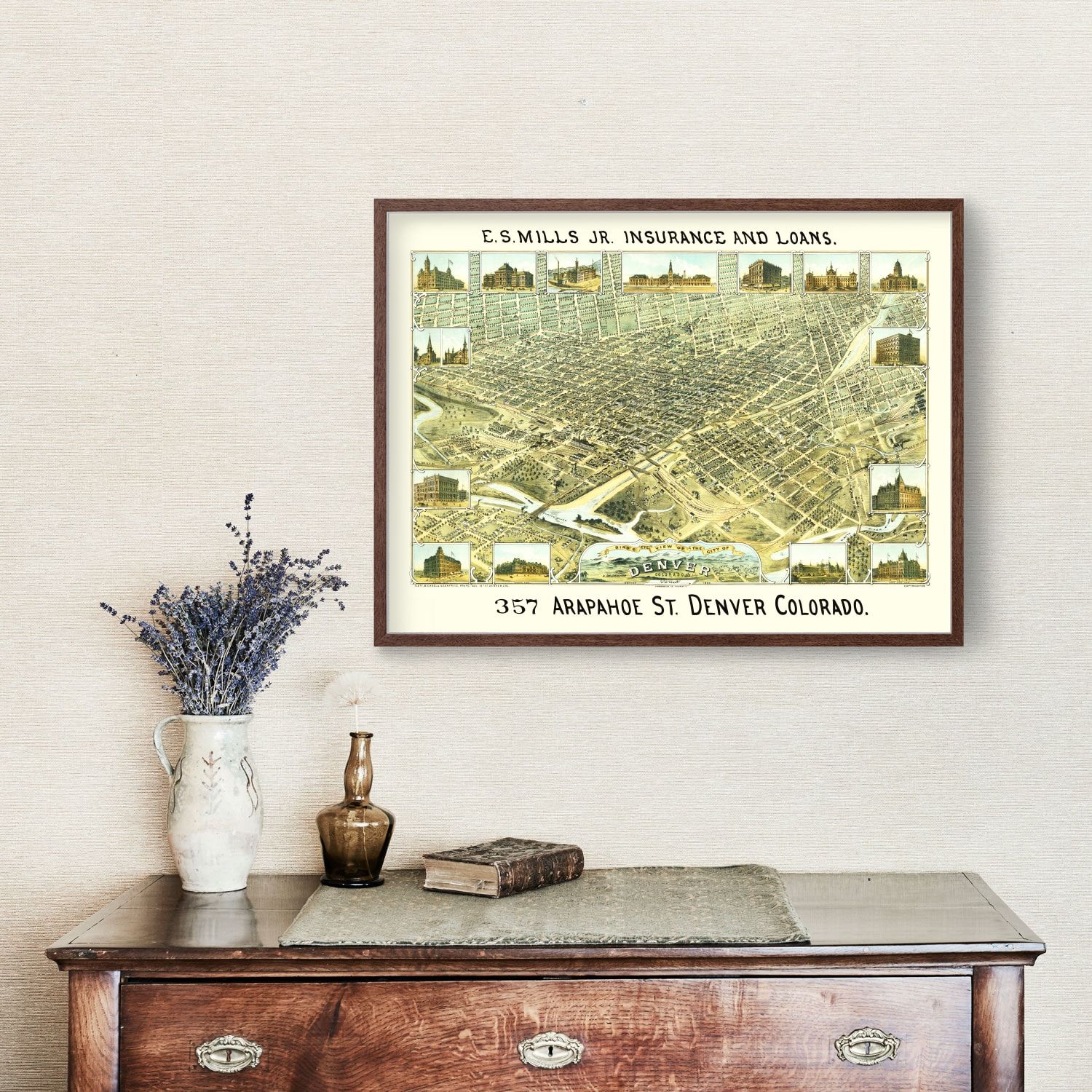 Vintage Map of Denver, Colorado 1882