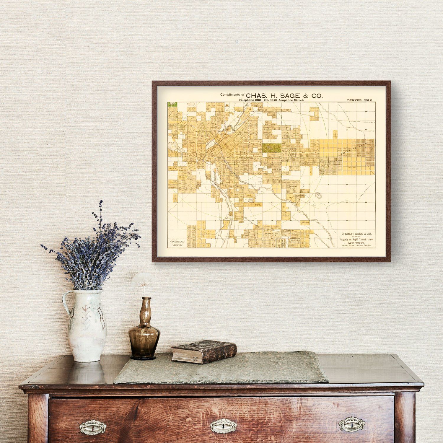 Vintage Map of Denver, Colorado 1889