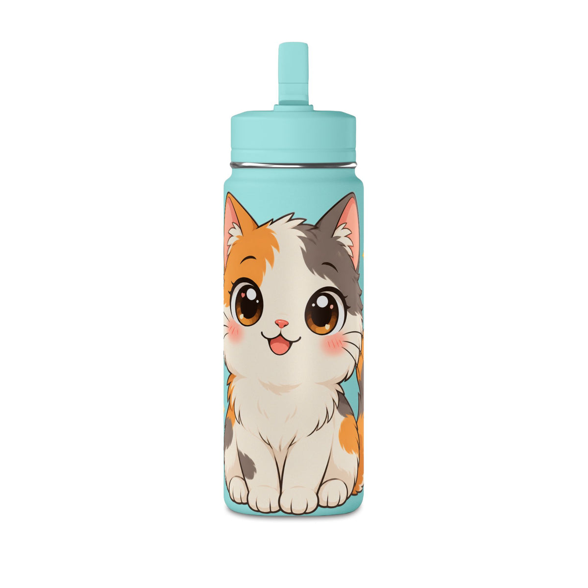 Cute Calico Cat Water Bottle, 20oz