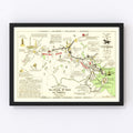 Vintage Map of Rides of Paul Revere, 1929