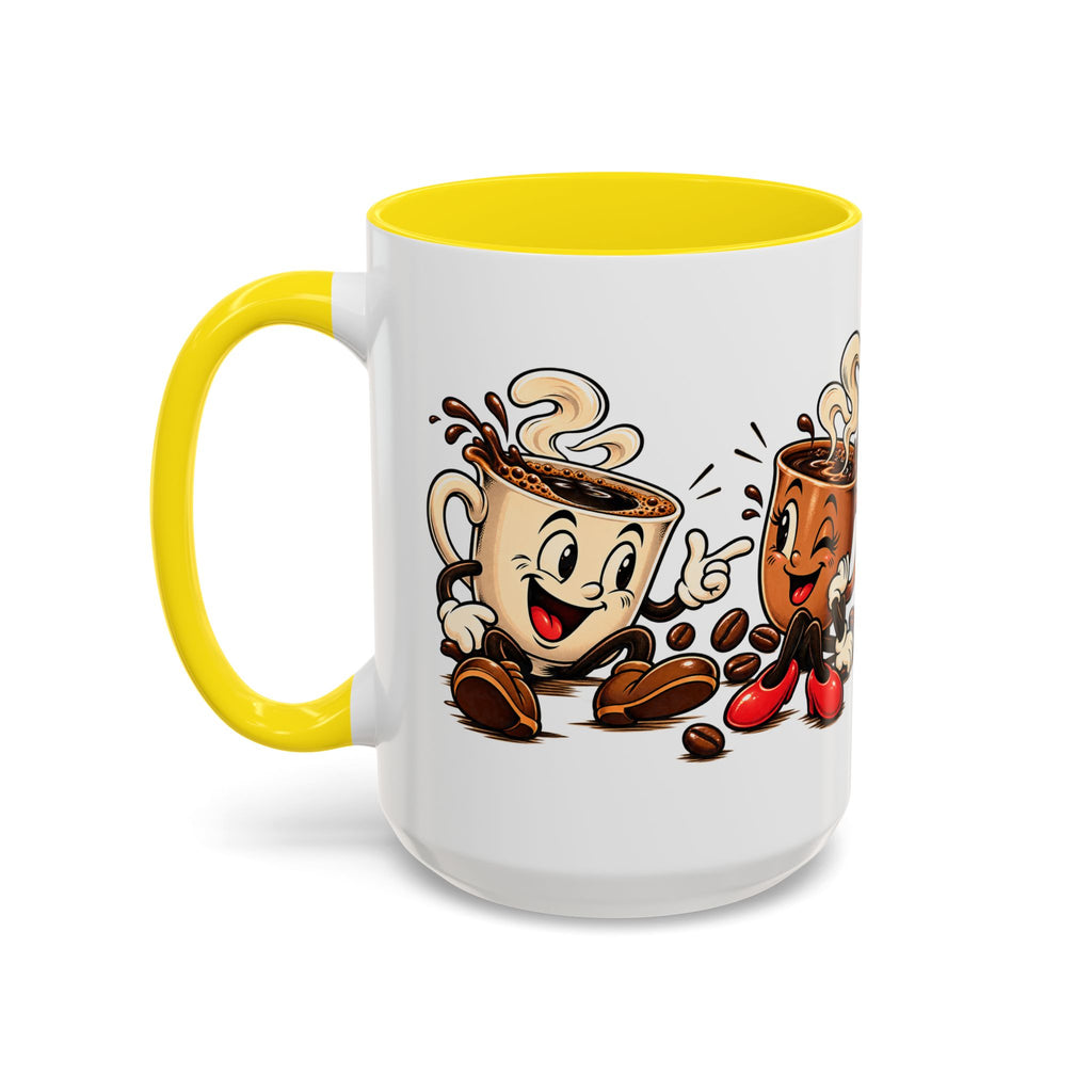 Coffee Cartoon Mug — Cute Dancing Coffee Cups Accent Mug