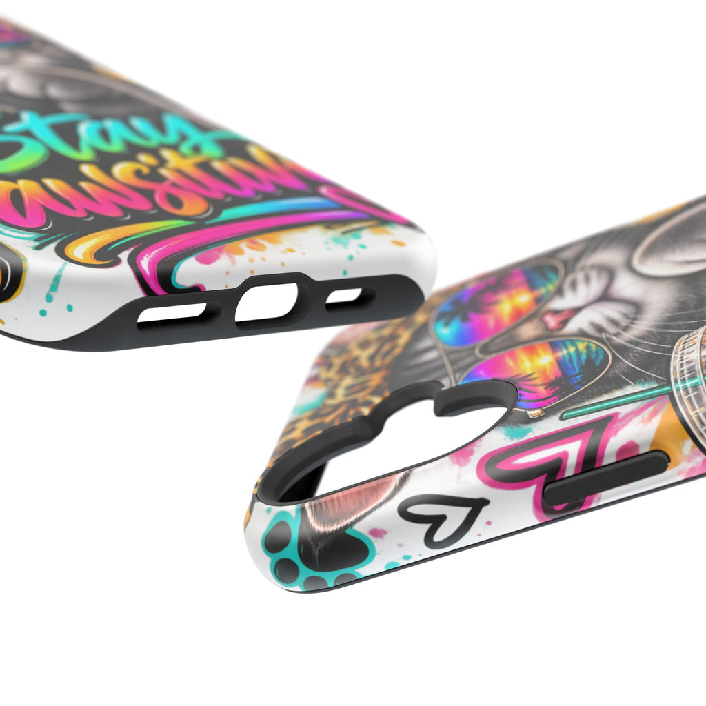 Phone Case — "Stay Pawsitive" Cat Impact-Resistant Case