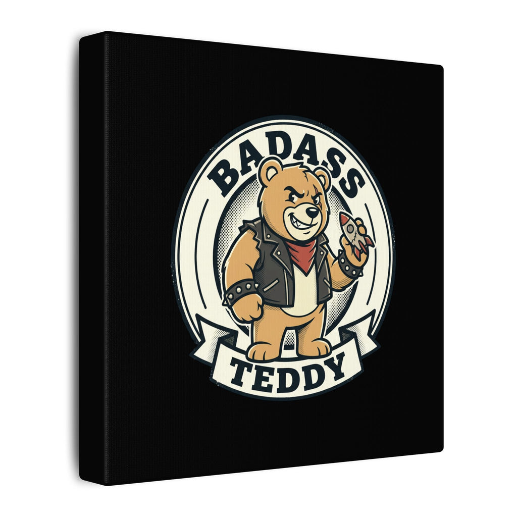 Badass Teddy Canvas Wall Art — Edgy Teddy Bear Stretched Matte Print
