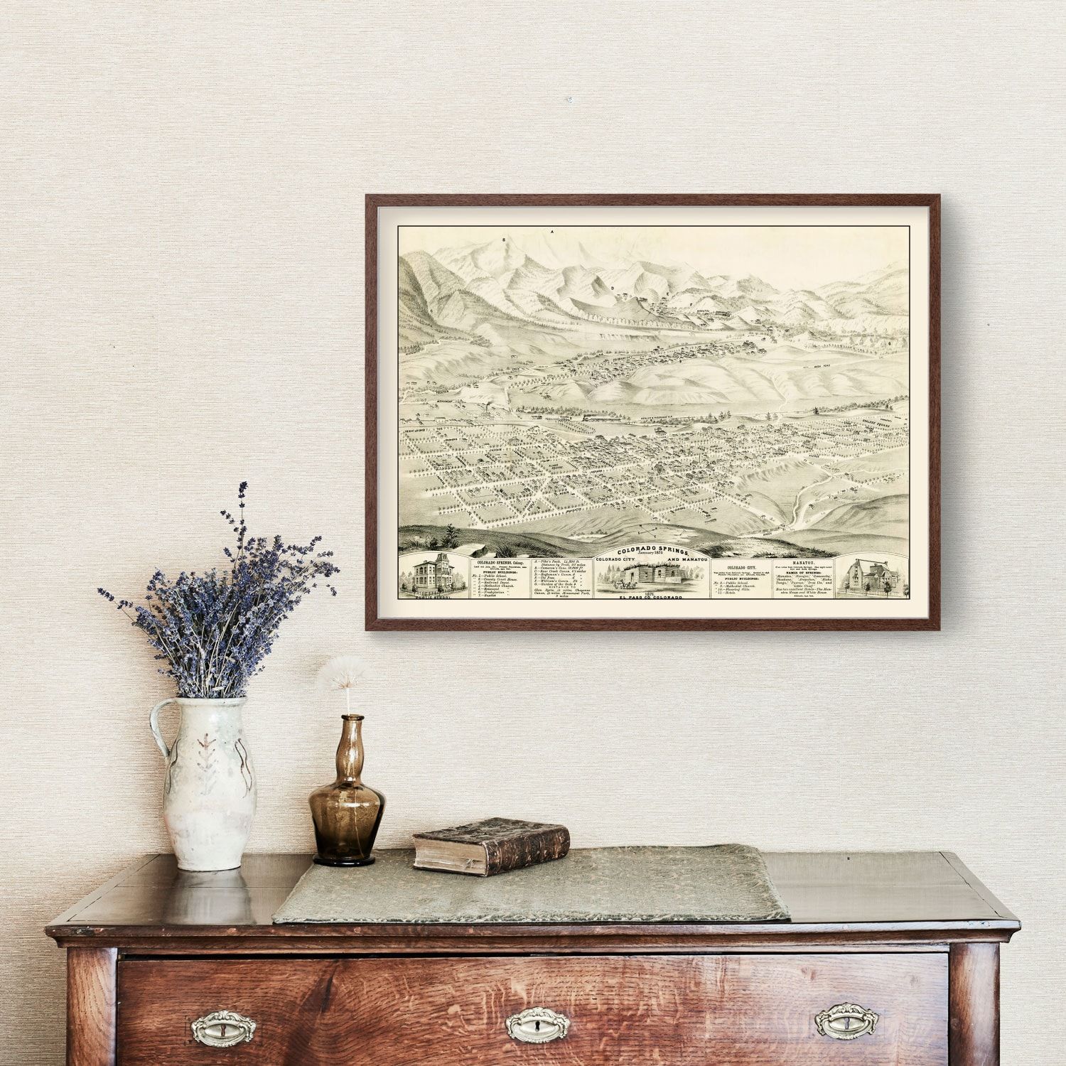 Vintage Map of Colorado Springs, Colorado 1874