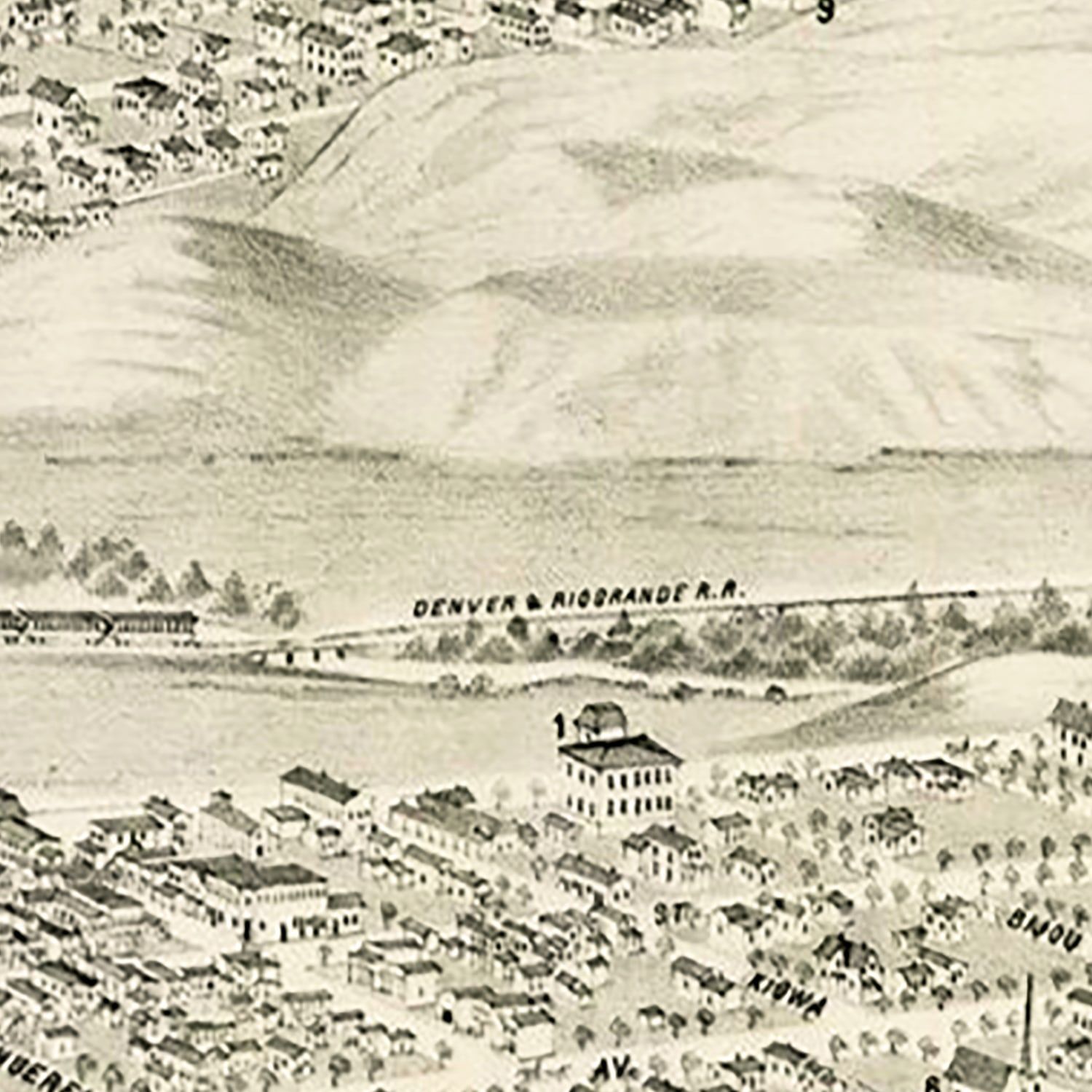 Vintage Map of Colorado Springs, Colorado 1874