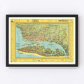 Vintage Map of Miami, Florida 1940