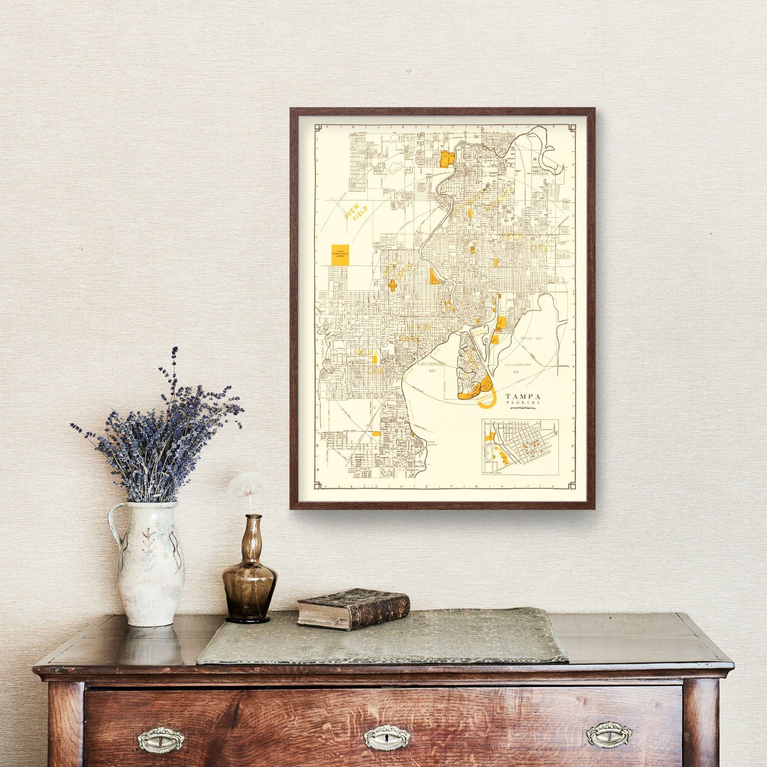 Vintage Map of Tampa, Florida 1947
