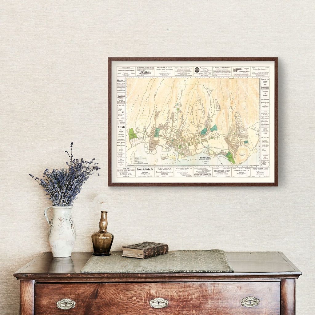 Vintage Map of Honolulu, Hawaii 1922