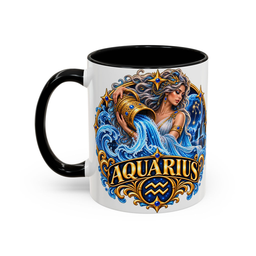 Aquarius Zodiac Coffee Mug — Illustrated Water Bearer Astrology Gift (11/15oz)