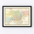 Vintage Map of Cincinnati, Ohio 1875