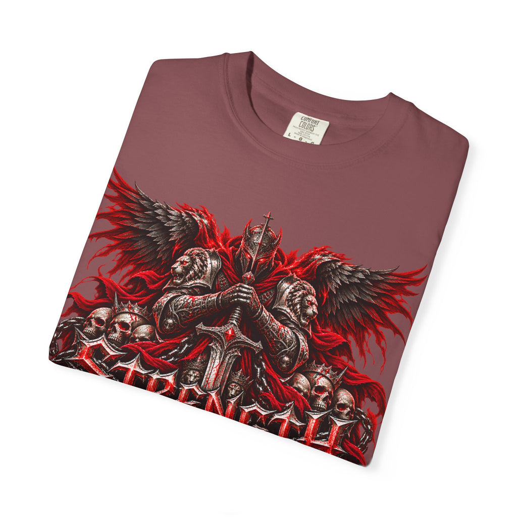 Strength Warrior T-Shirt — Gothic Skull Wings Graphic Tee