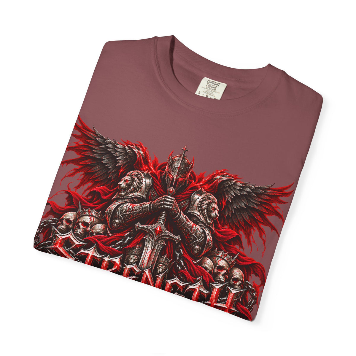 Strength Warrior T-Shirt — Gothic Skull Wings Graphic Tee
