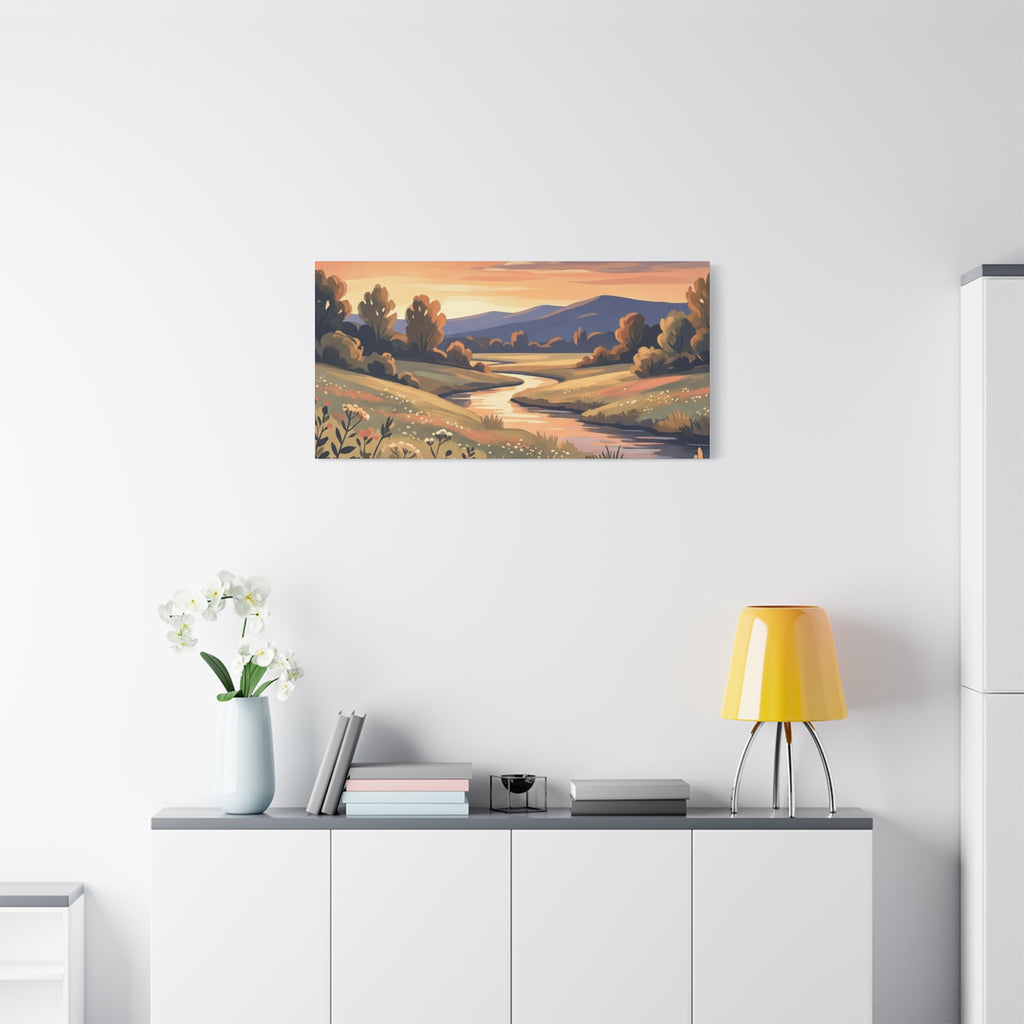 Sunset Meadow Canvas Wall Art