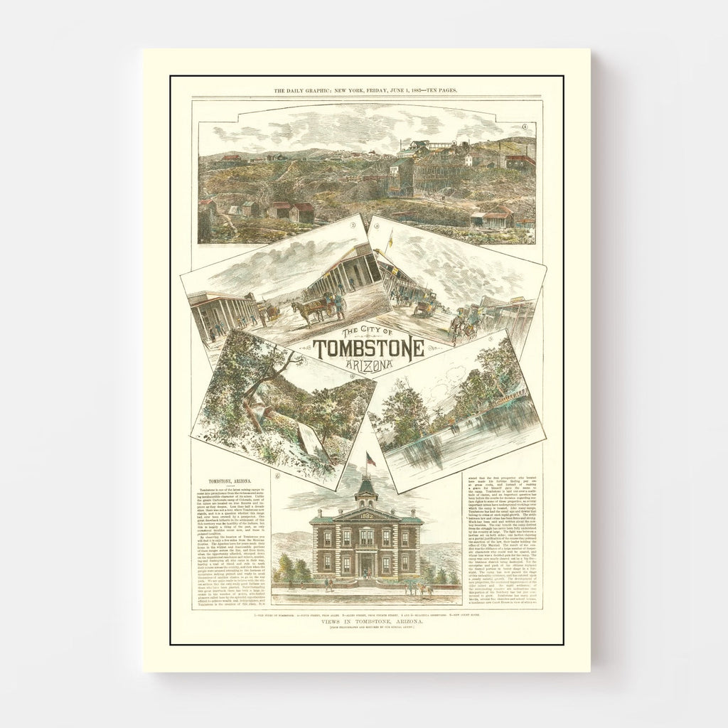 Vintage Map of Tombstone, Arizona 1883