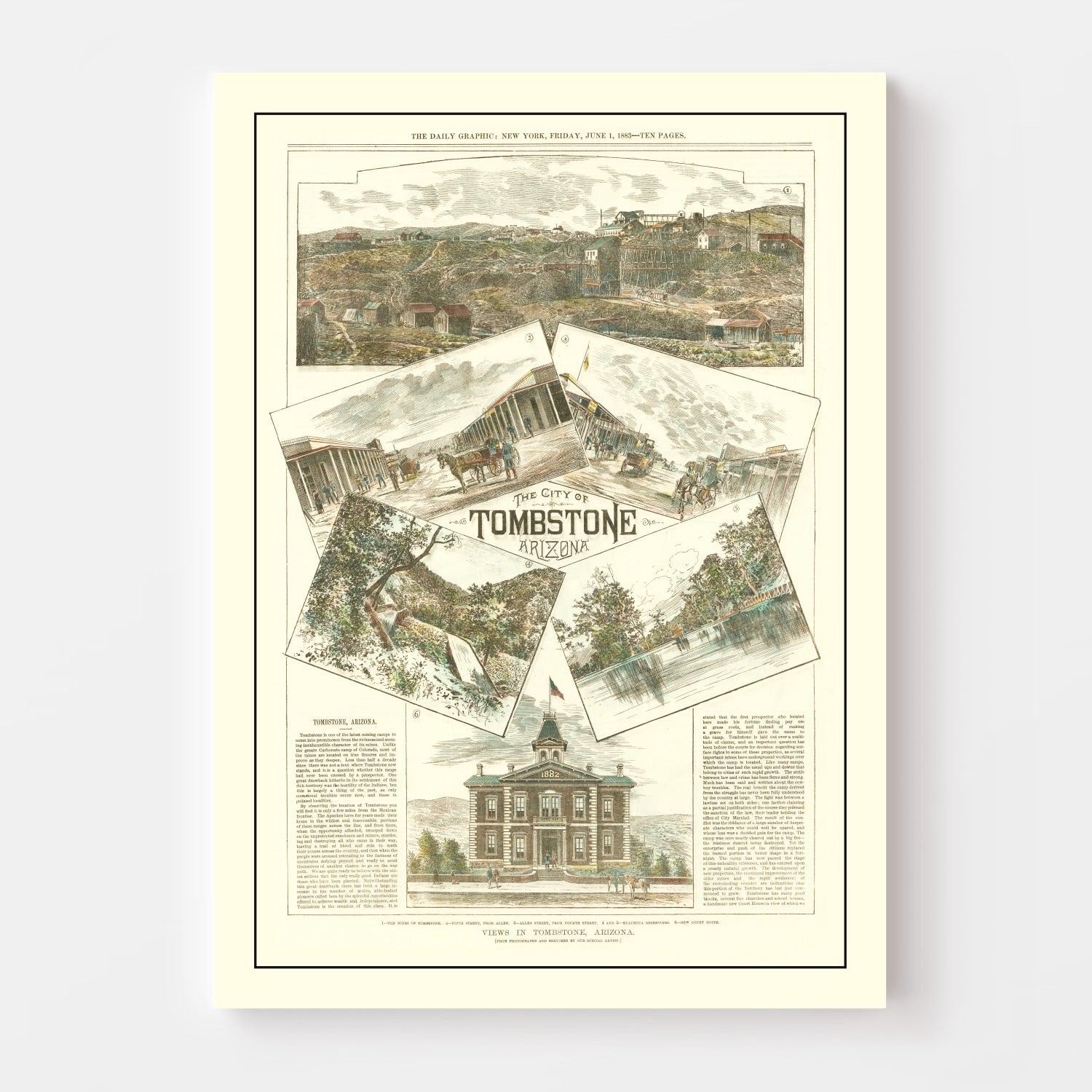 Vintage Map of Tombstone, Arizona 1883