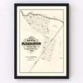 Vintage Map of Pleasanton, California 1869