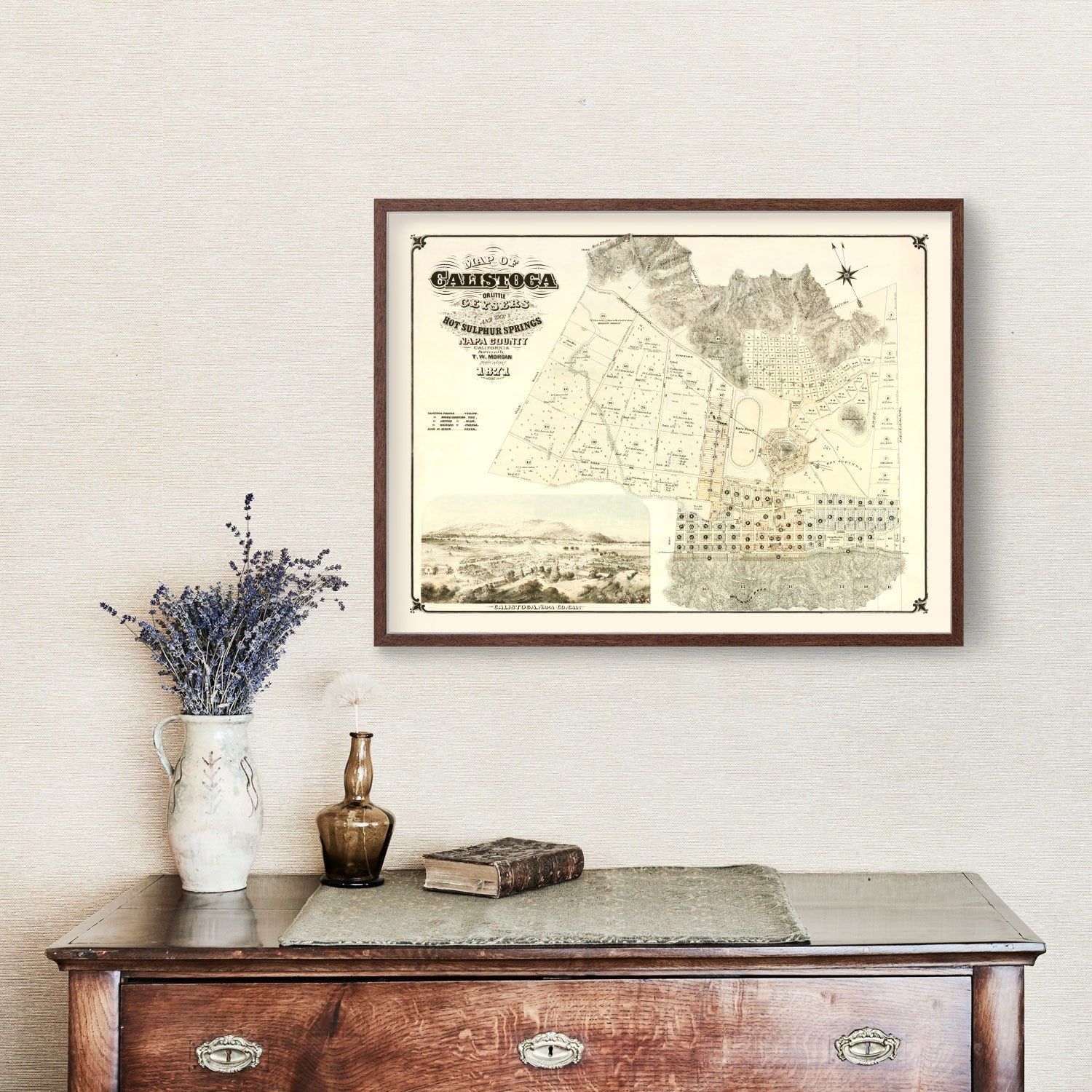 Vintage Map of Calistoga, California 1871