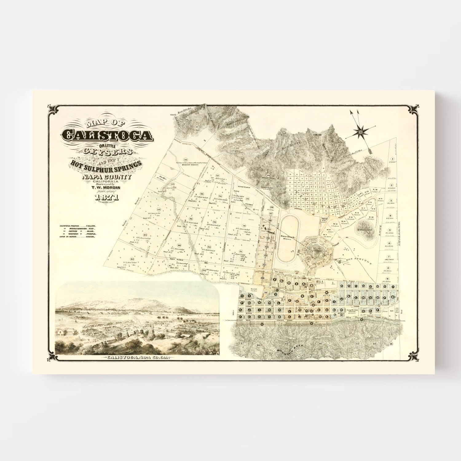 Vintage Map of Calistoga, California 1871