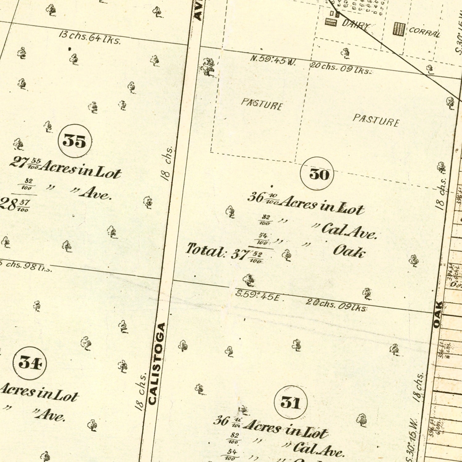 Vintage Map of Calistoga, California 1871