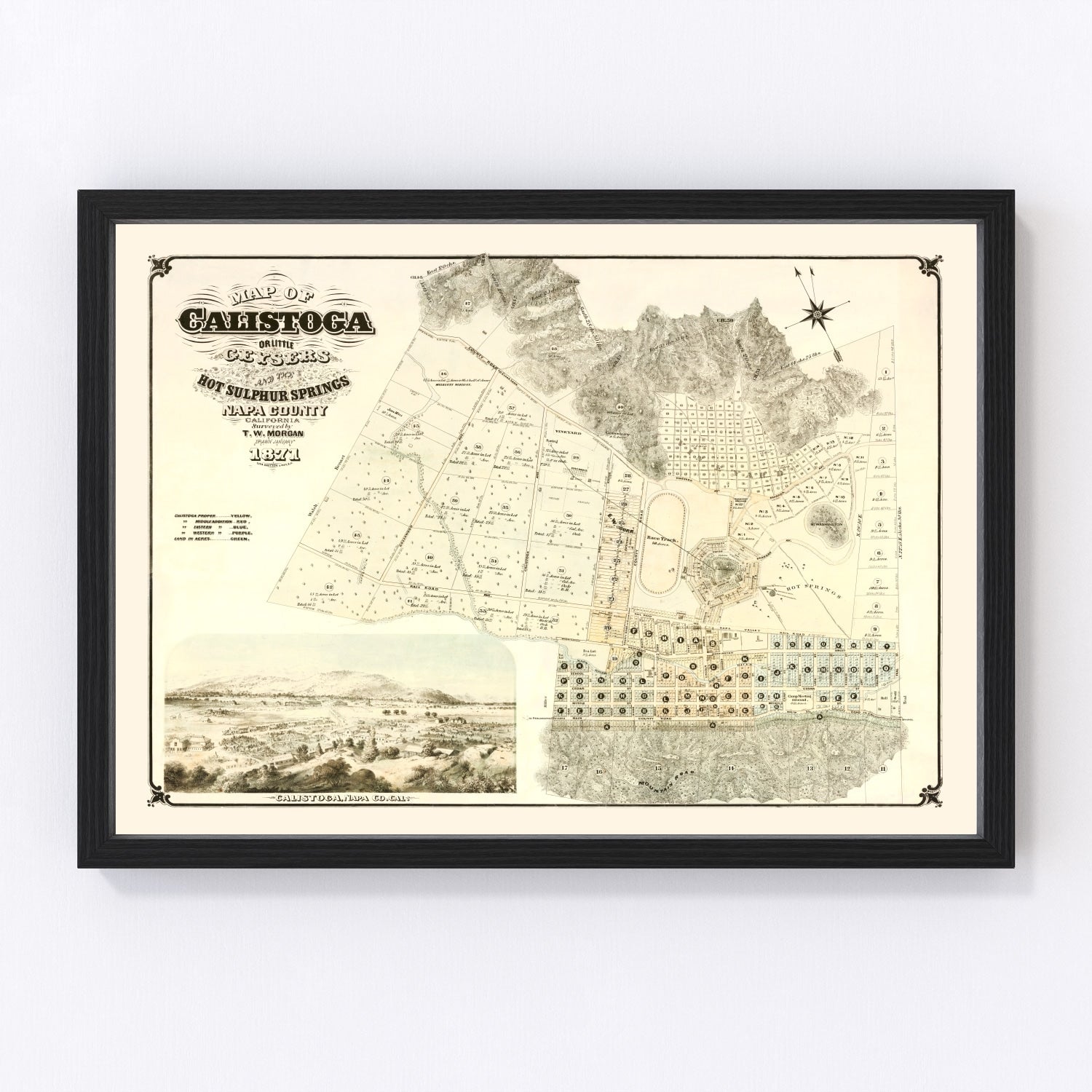 Vintage Map of Calistoga, California 1871