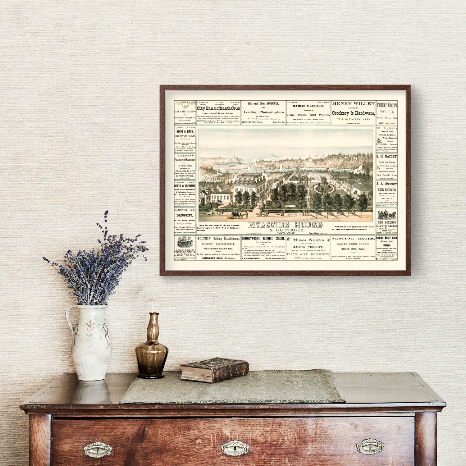 Vintage Map of Santa Cruz, California 1878