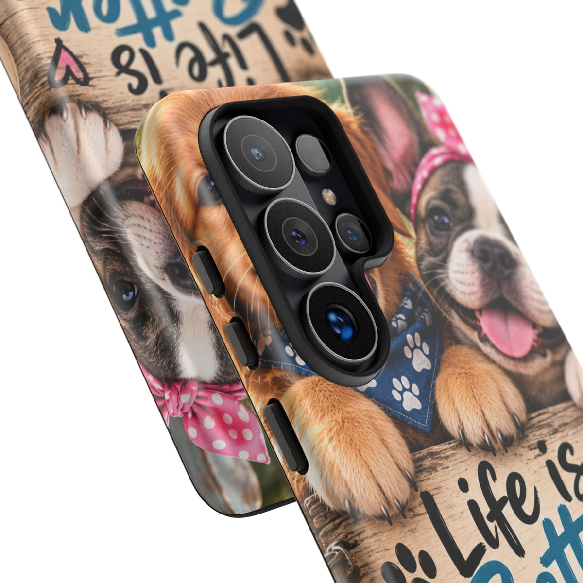 Phone Case — "Life Is Better with Dogs" Cute Pawprint Dog Lover Protective Case