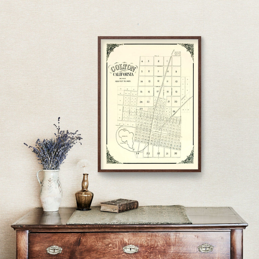 Vintage Map of Colton, California 1887