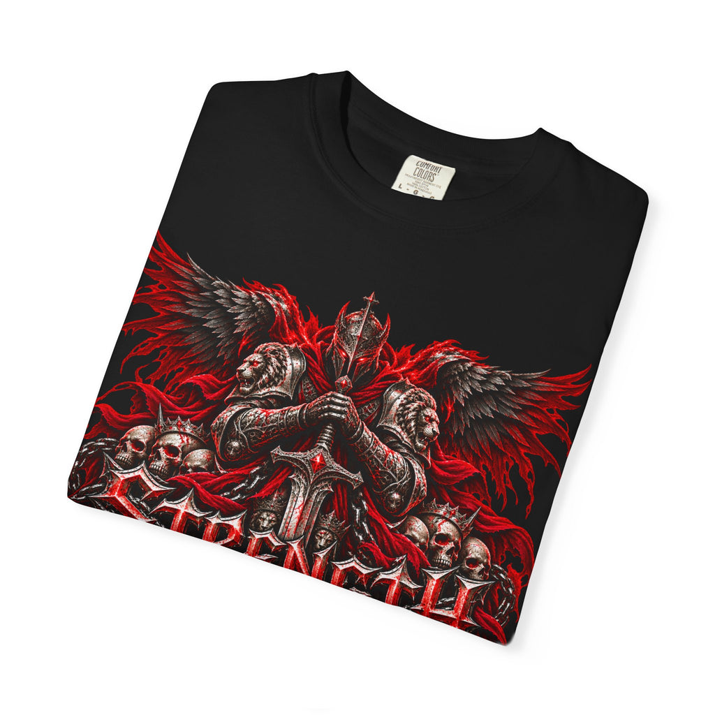 Strength Warrior T-Shirt — Gothic Skull Wings Graphic Tee