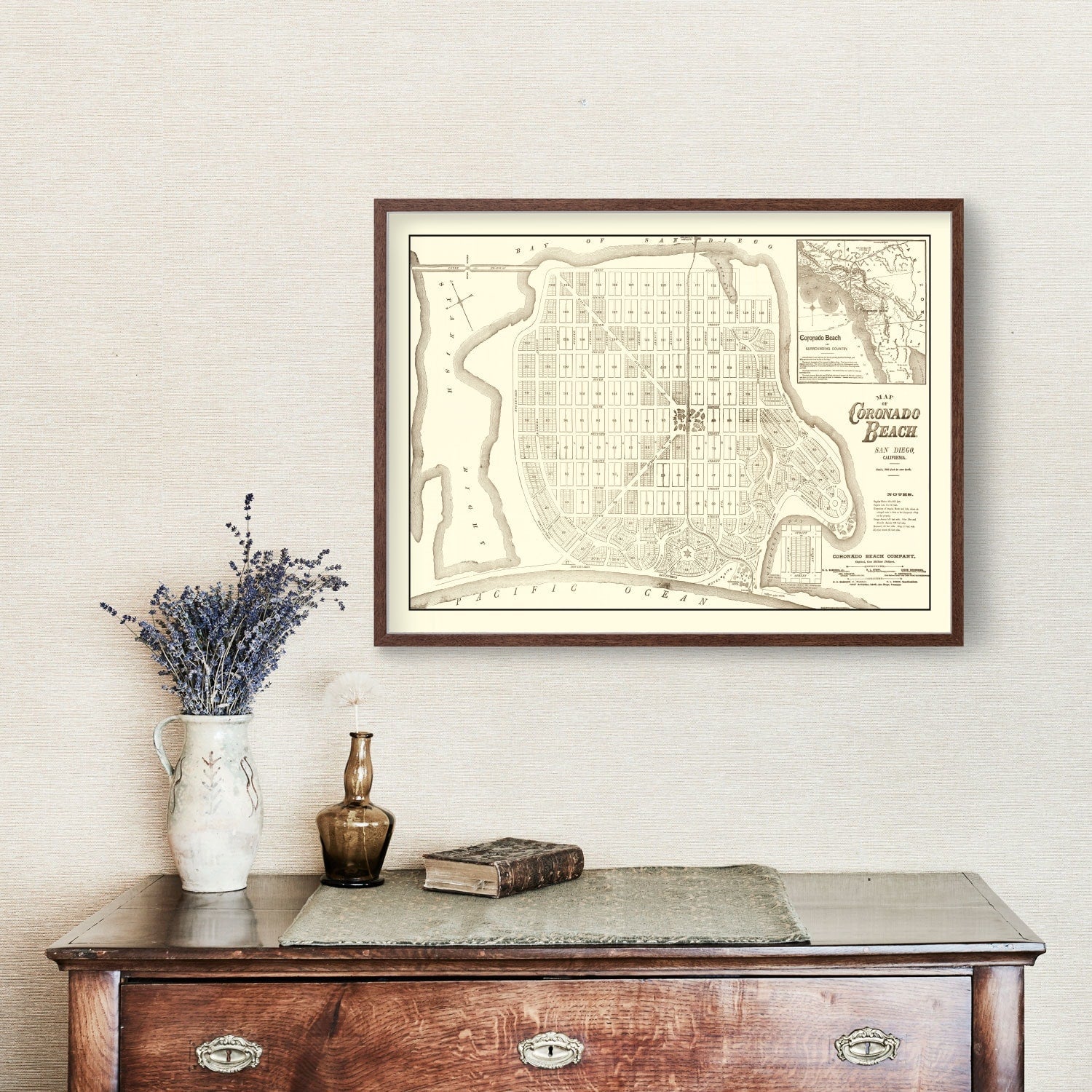 Vintage Map of Coronado Beach, California 1887