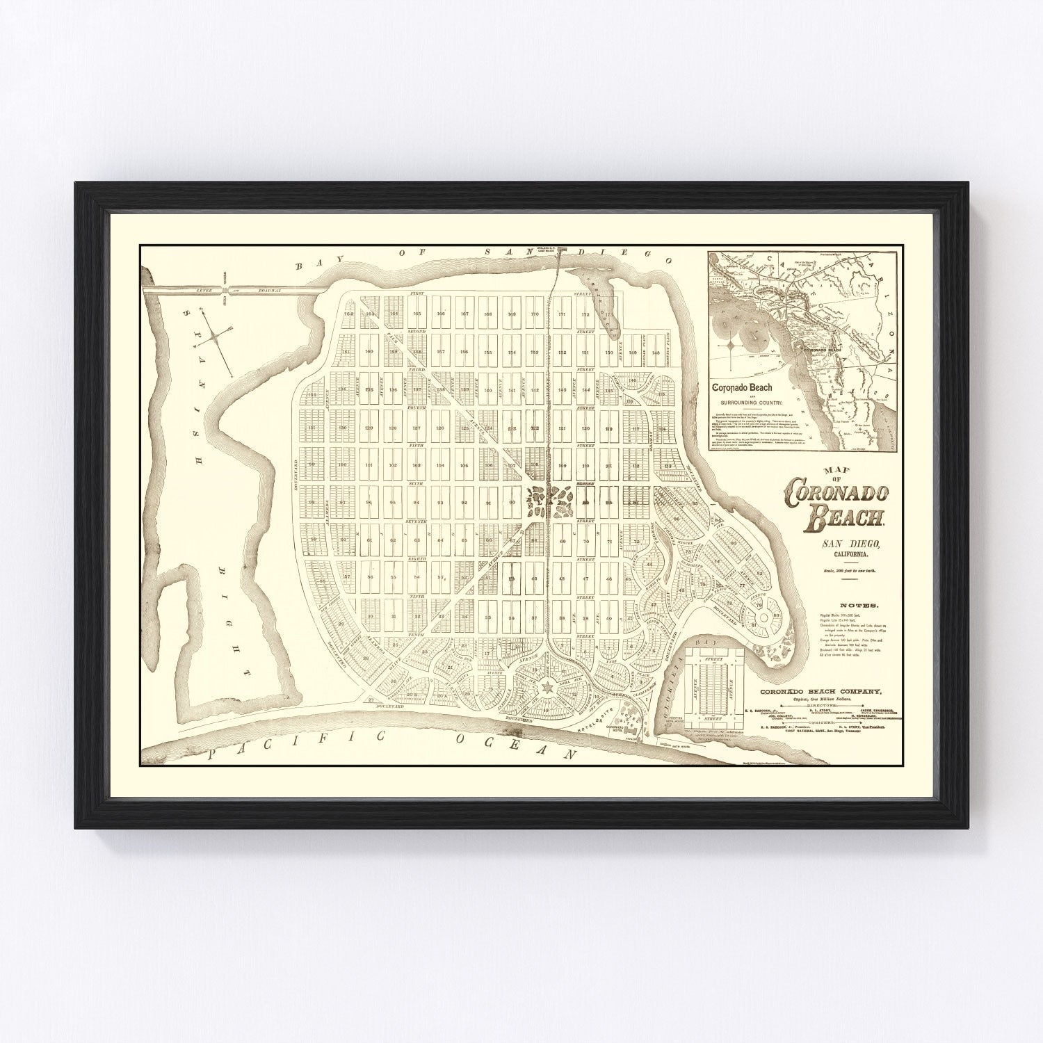 Vintage Map of Coronado Beach, California 1887