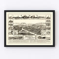 Vintage Map of Marysville & Yuba City, California 1888