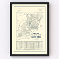 Vintage Map of Santa Cruz, California 1920