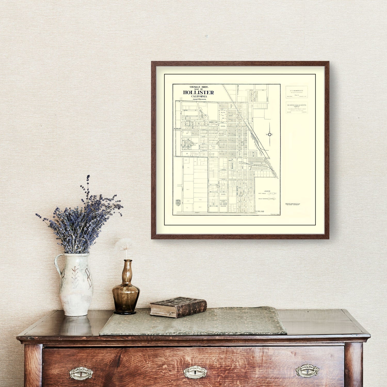 Vintage Map of Hollister, California 1920