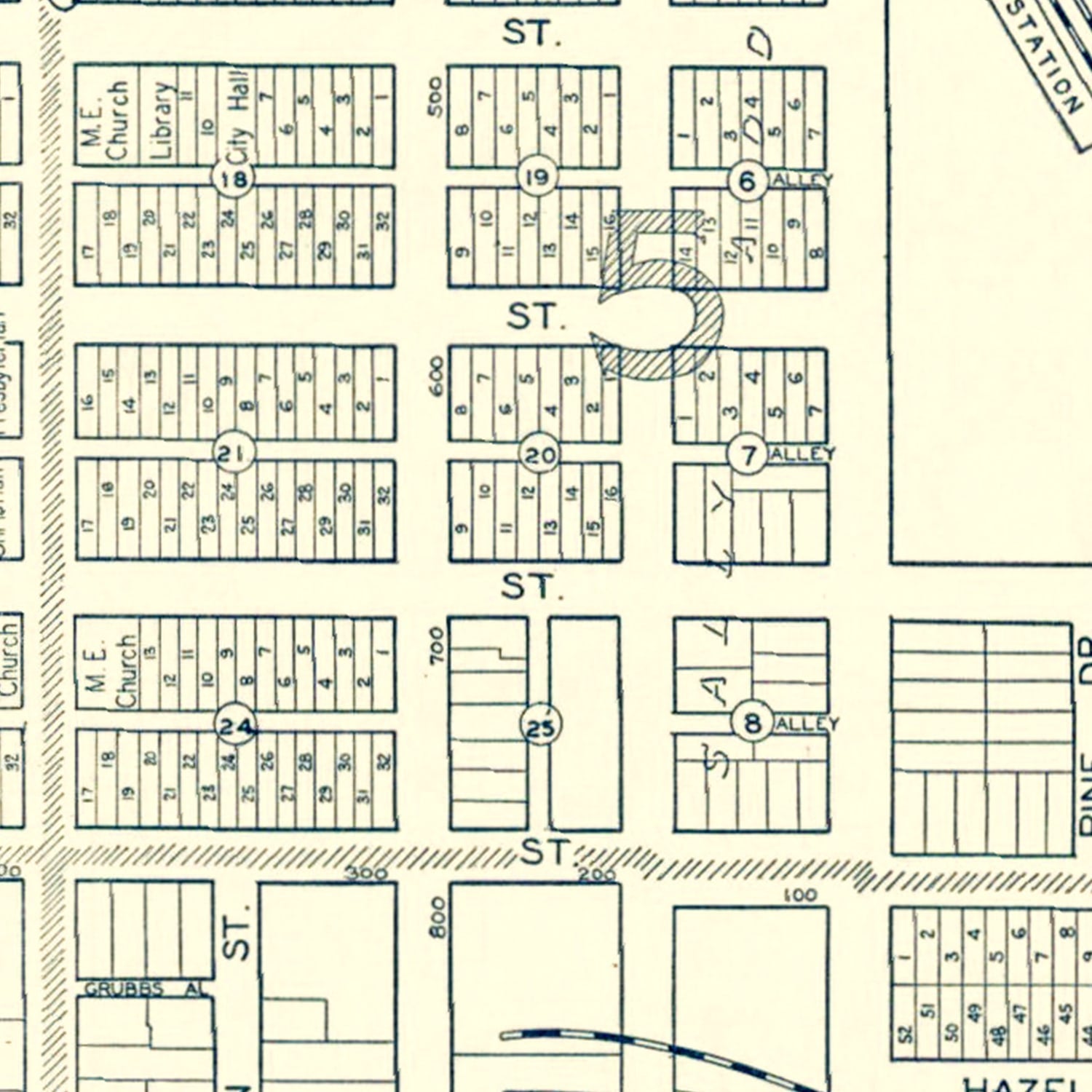 Vintage Map of Hollister, California 1920