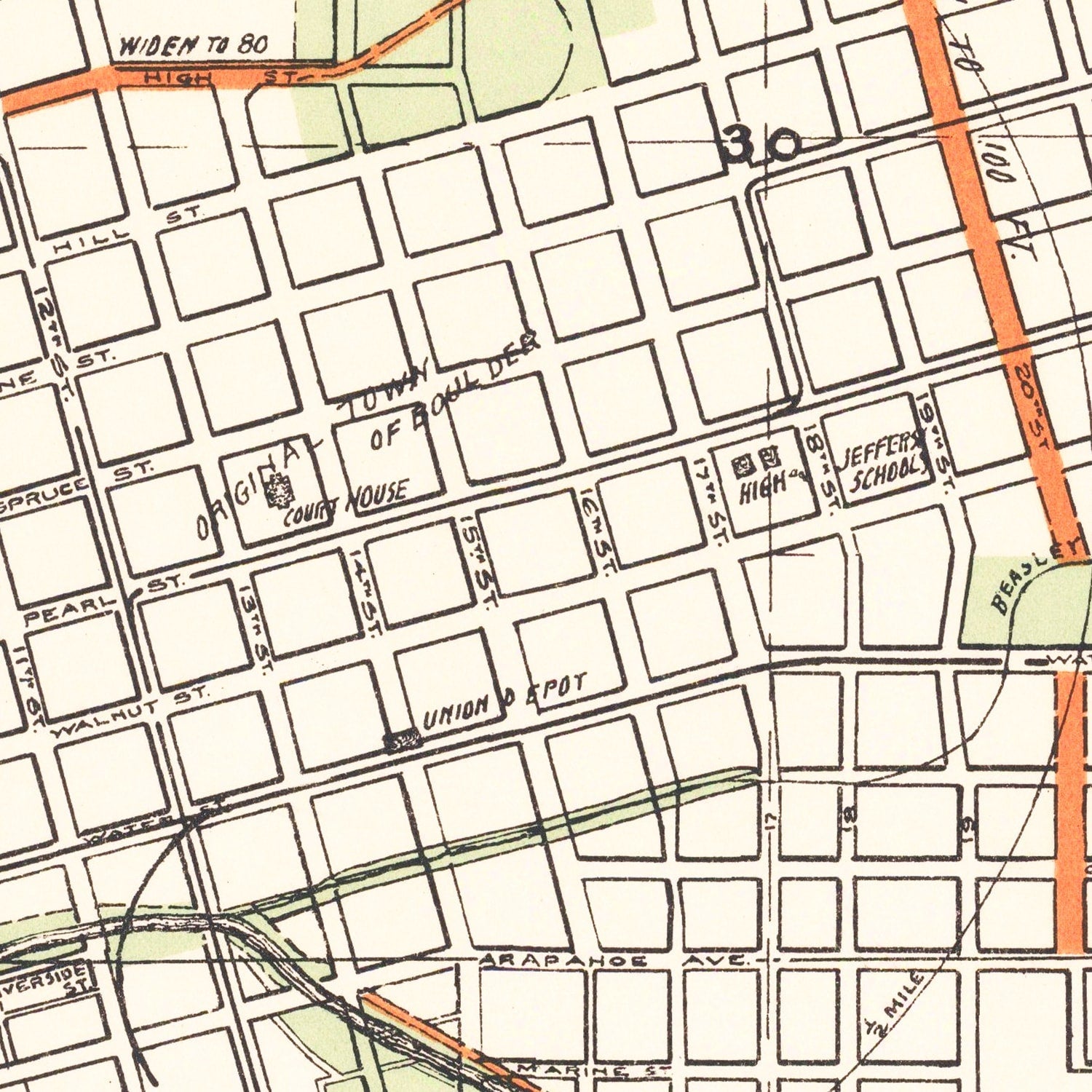 Vintage Map of Boulder, Colorado 1910