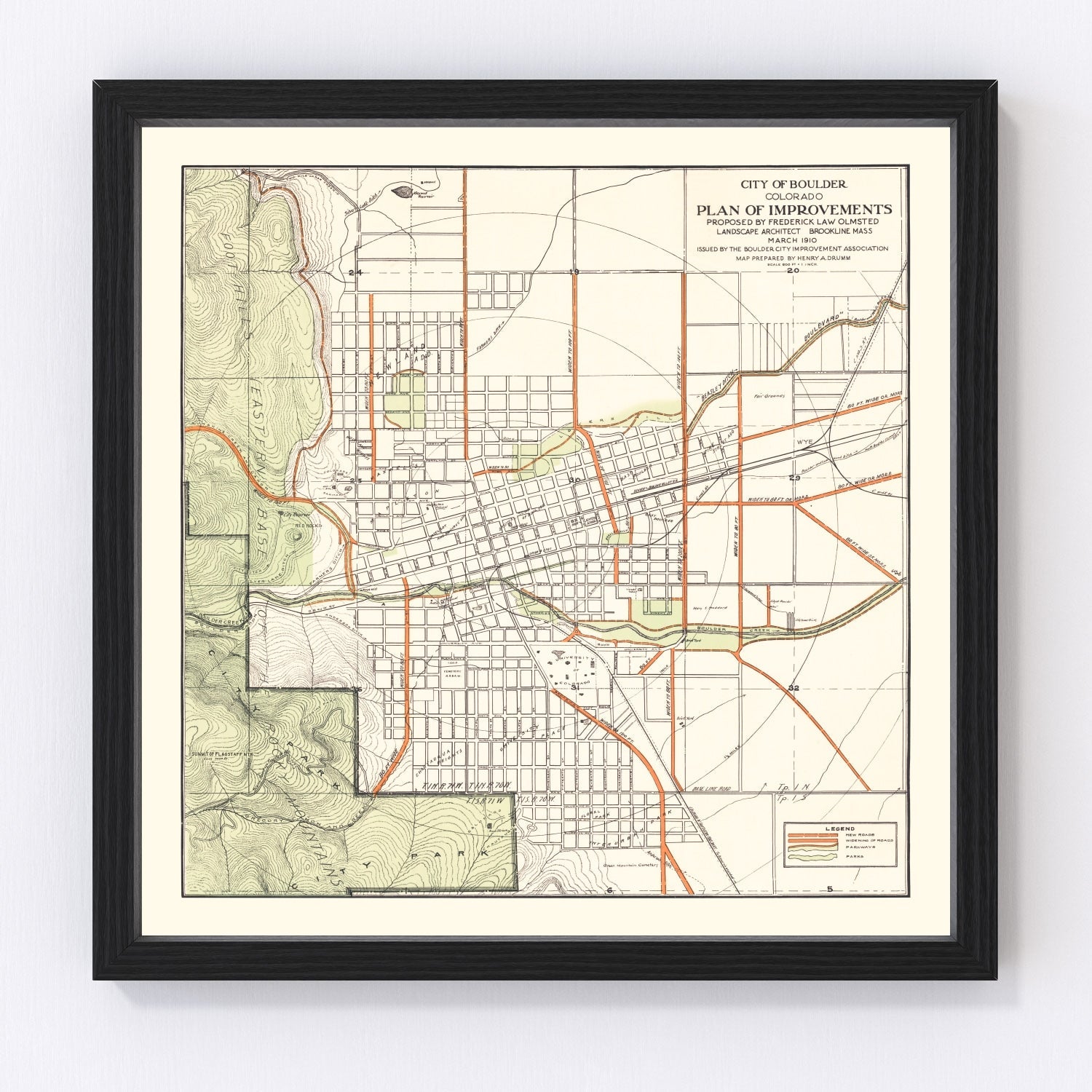 Vintage Map of Boulder, Colorado 1910