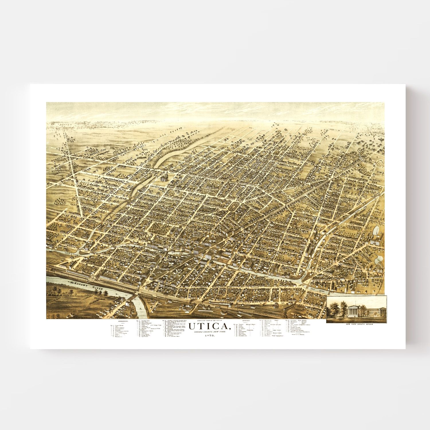 Vintage Map of Utica, New York 1873