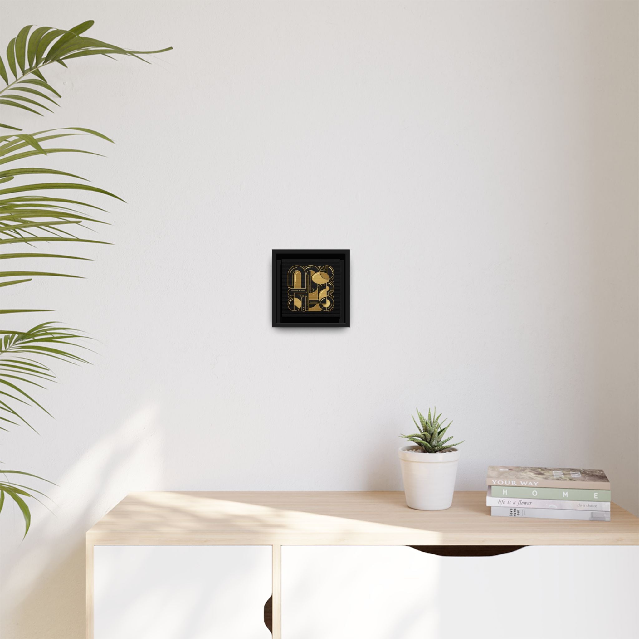 Gold Geometric Art Print — Framed Matte Canvas