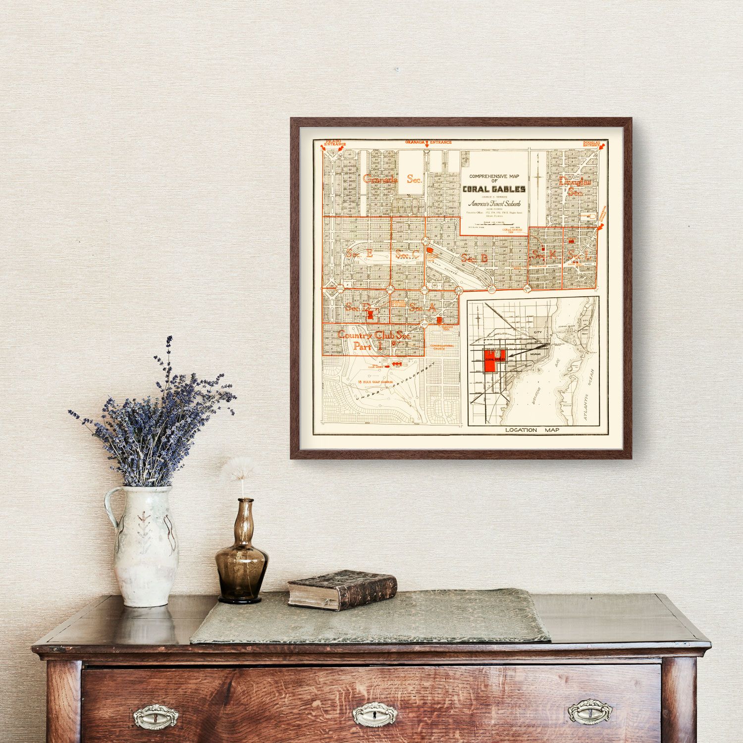 Vintage Map of Coral Gables, Florida 1924